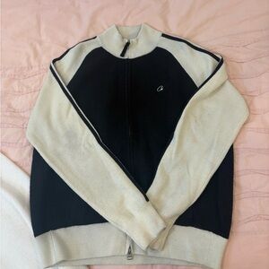 Corteiz black and Cream Zip-Up Sweater